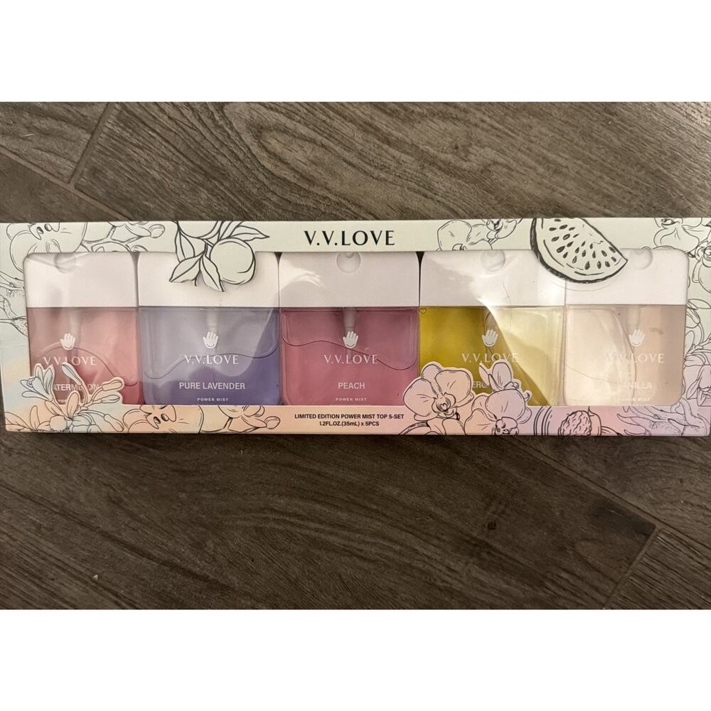 V.V. Love Limited Edition Powder Mist Top 5 Set New Sealed Box Hand Sanitizer